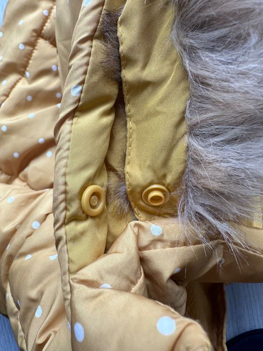 Kurtka zimowa ZARA 9-12 msc 80 cm dla dziewczynki / z futerkiem żółta