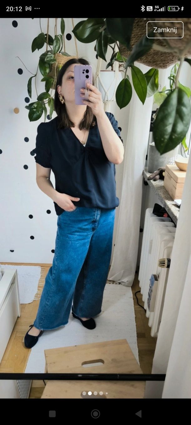 Xl/xxl czarna wiskozowa bluzeczka koszulka dekolt v krótki rękaw