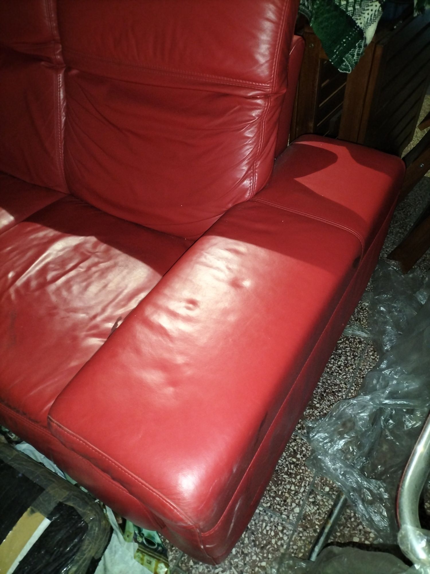 Sofa skórzana czerwona 2 osobowa