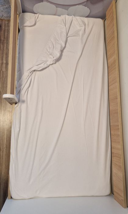 Łóżeczko łóżko dziecięce drewniane królik 140x70 materac pościel