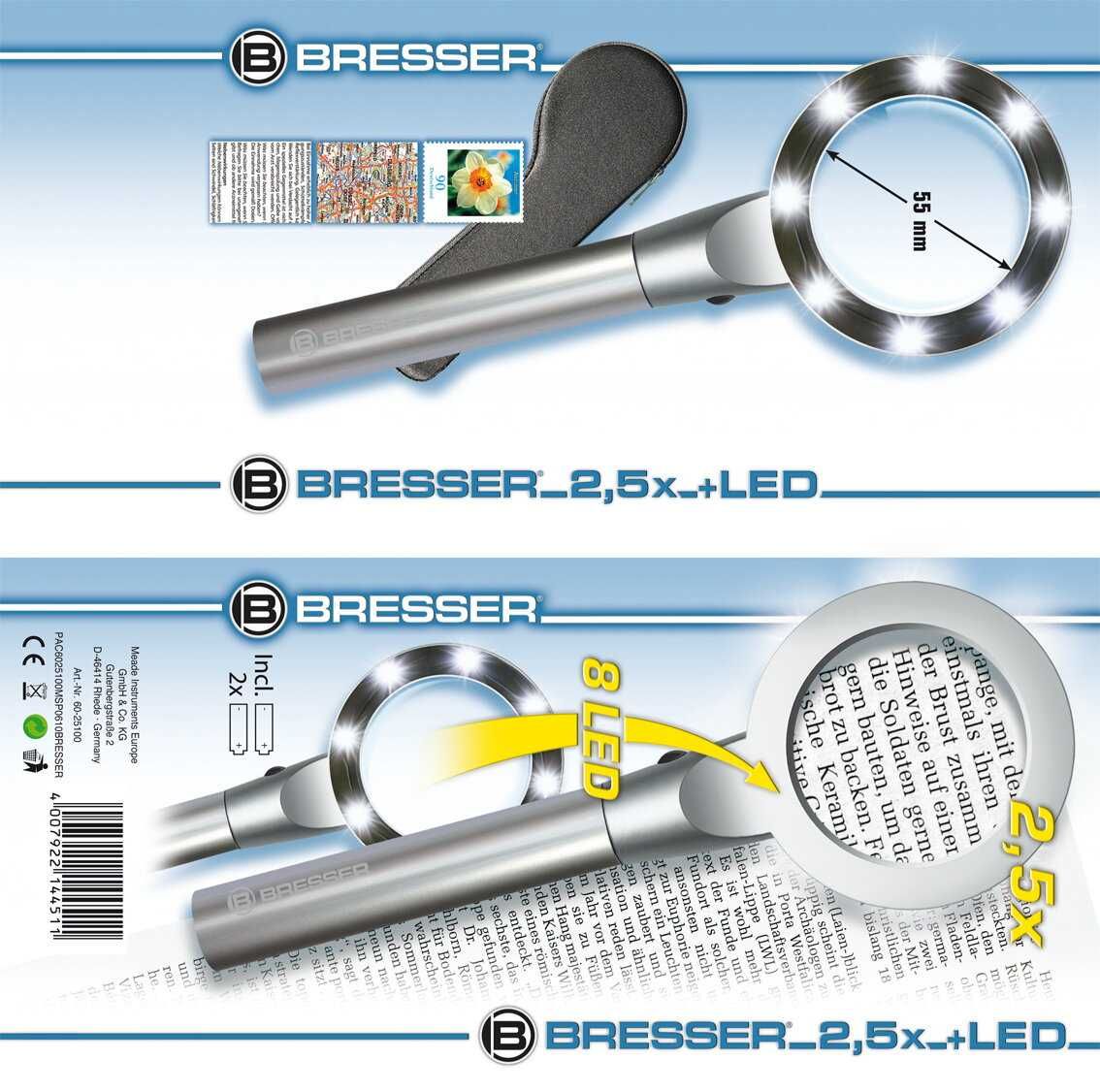 Lupa Bresser LED 2,5 x 55mm