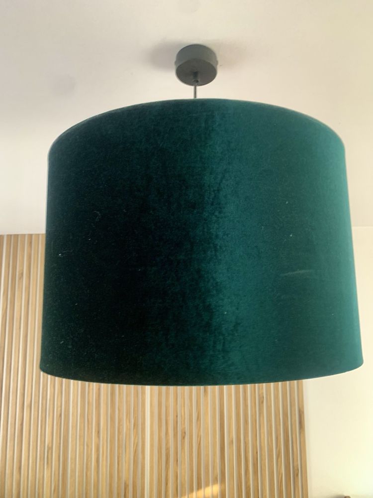 Żyrandol/ lampa wisząca butelkowa zieleń, złoty, welur