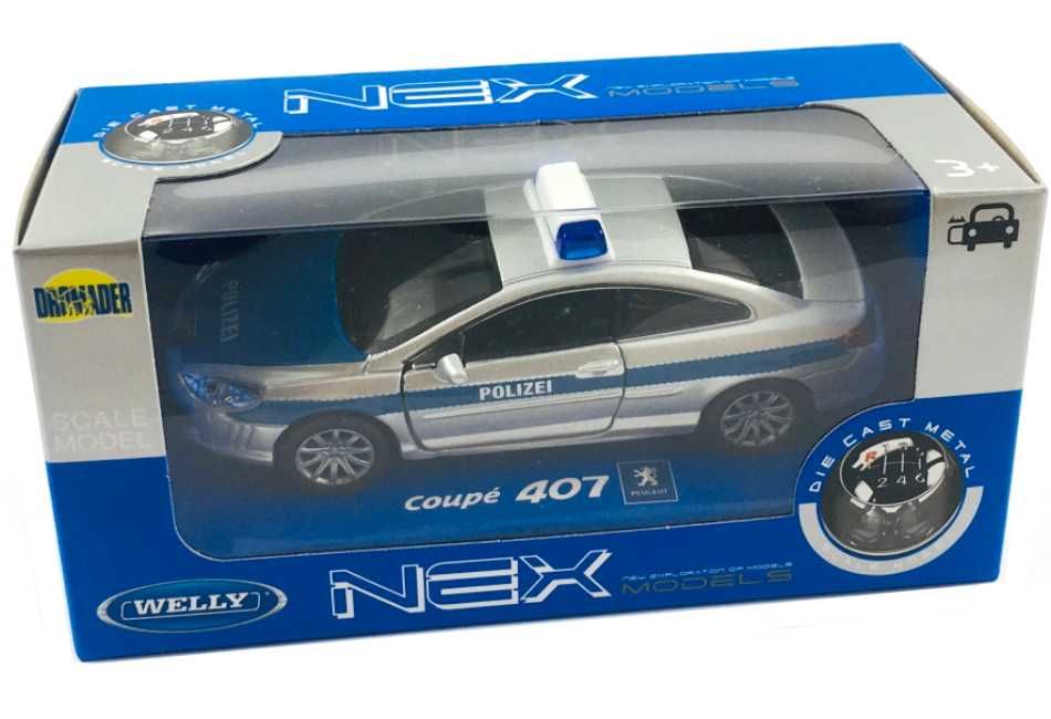 Peugeot 407 Coupe Policja model Welly 1:34