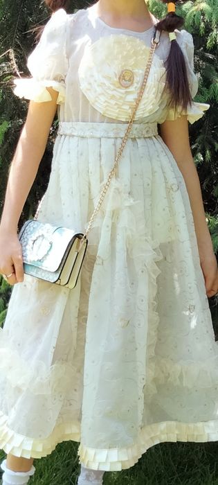 Красивое платье из капрона с вышивкой