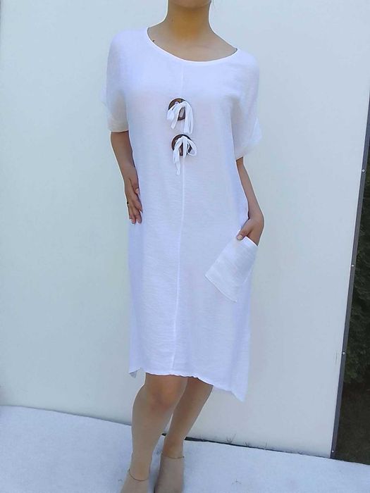 Nowa  z metką Biała asymetryczna swobodna sukienka oversize S M L XL