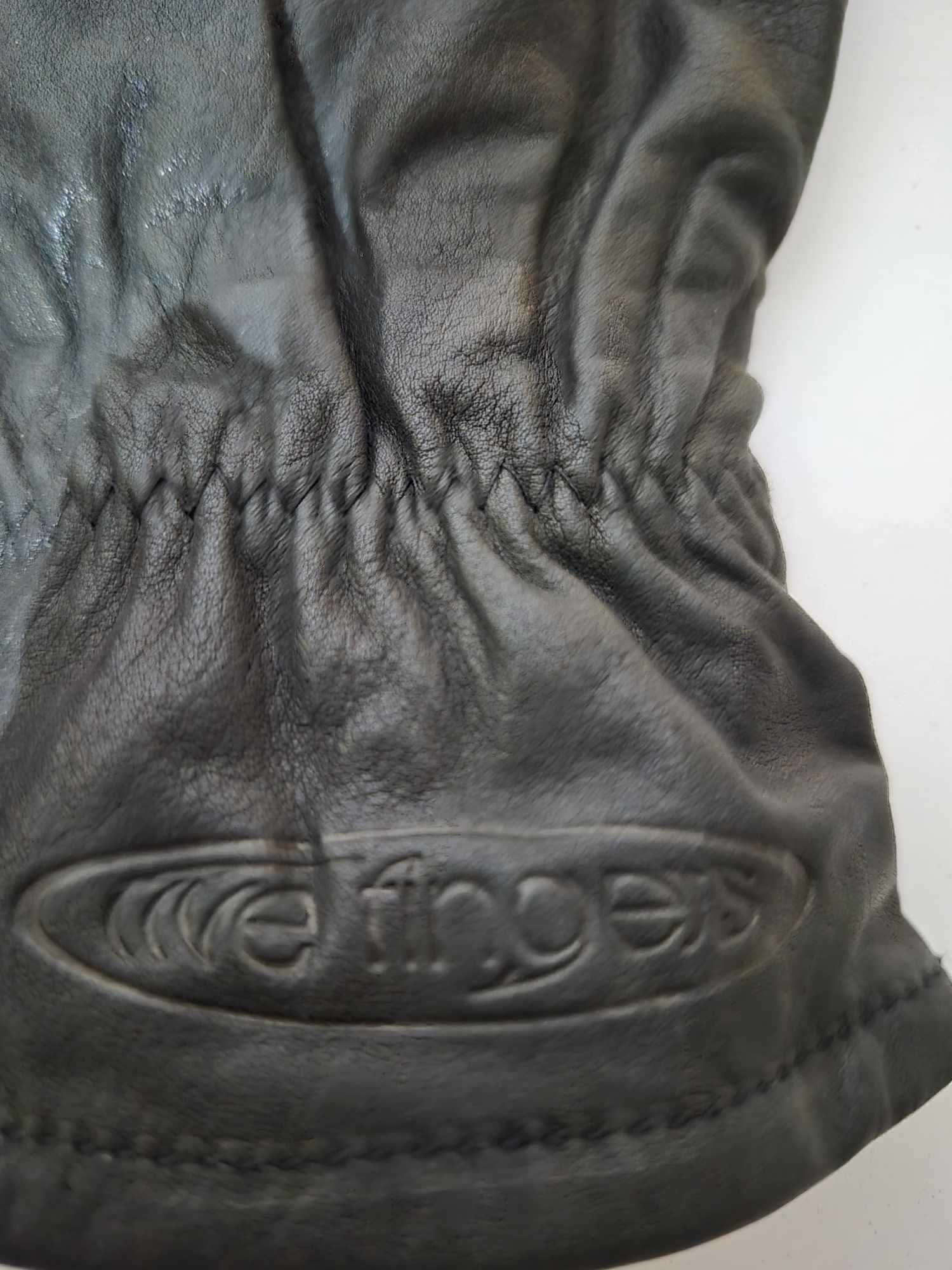 Czarne skórzane rękawice damskie Five Fingers  r. 7