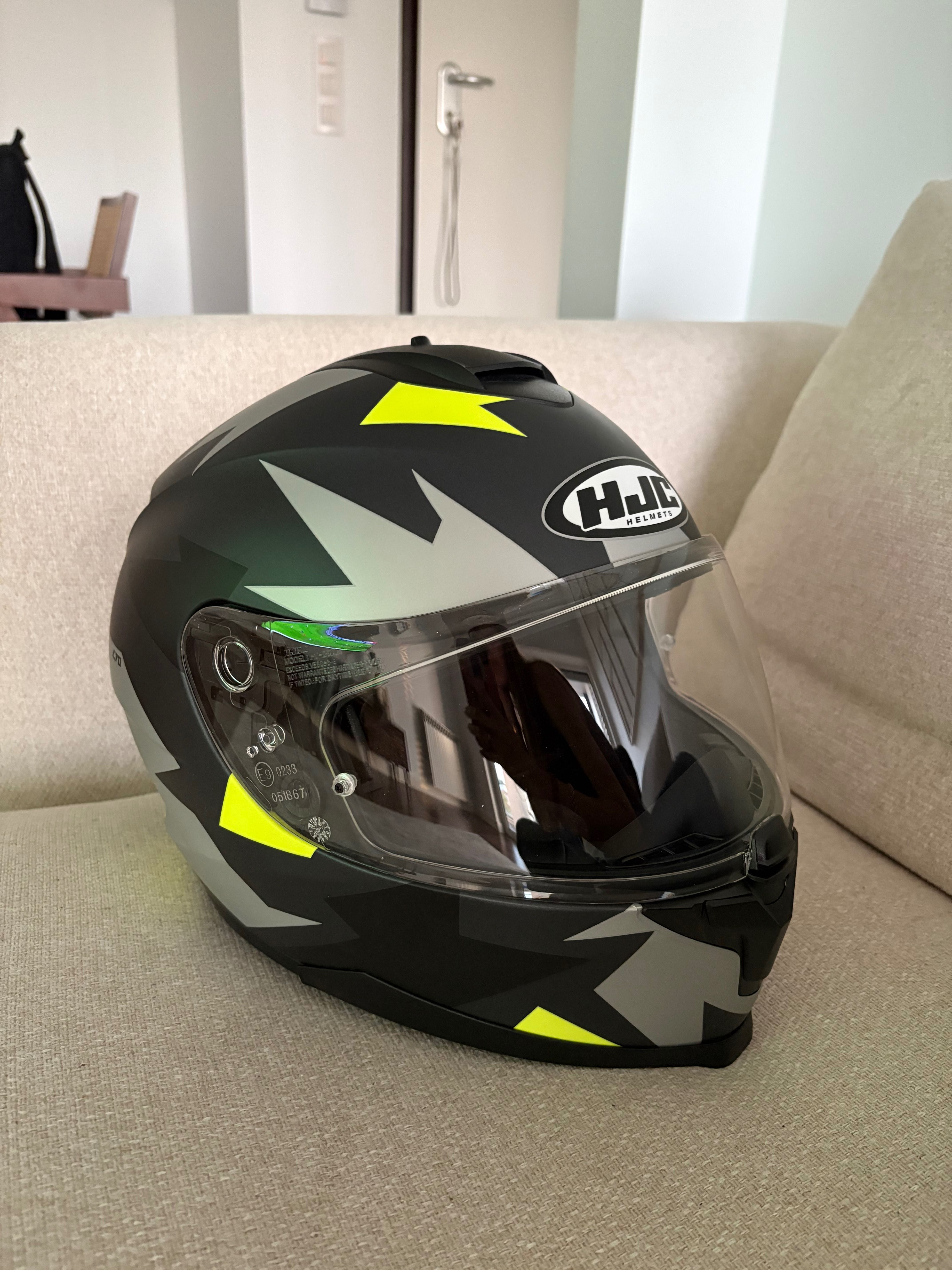 Capacete Moto HJC C70 preto/cinzento/fluorescente