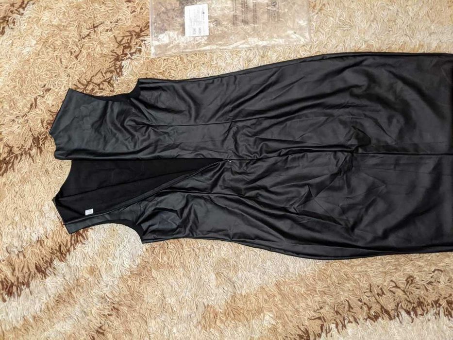 Кожаное Платье футляр шкіряна довга Сукня L-XL Ділова Госпожа Casual