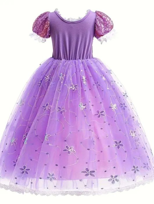 Nowy strój Roszpunka wróżka, r. 110/116 przebranie bal