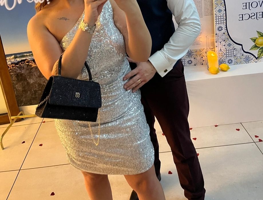 Sukienka cekinowa na jedno ramię xl