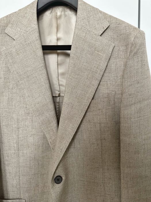 Чоловічий піджак блейзер вовна льон коричневий бежевий XL 54 Herse