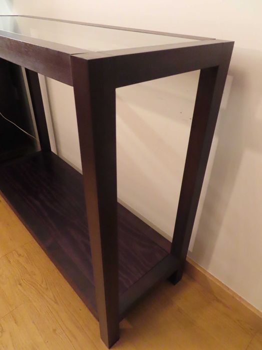Consola wengué com tampo de vidro