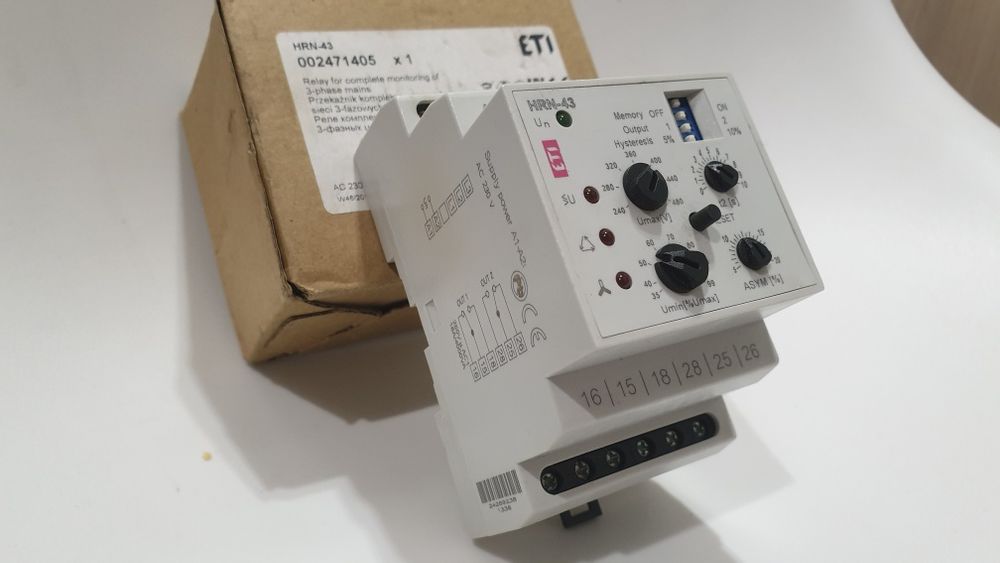 Реле контроля фаз ETI 002471405 HRN-43 230V (3F 2x16A AC1)