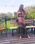 Sukienka Boho midi z falbanami w kwiaty mgiełka zwiewna Taranko 36