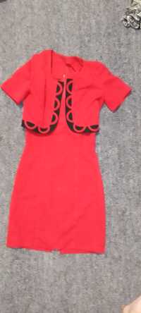 Платье красное с желеткой