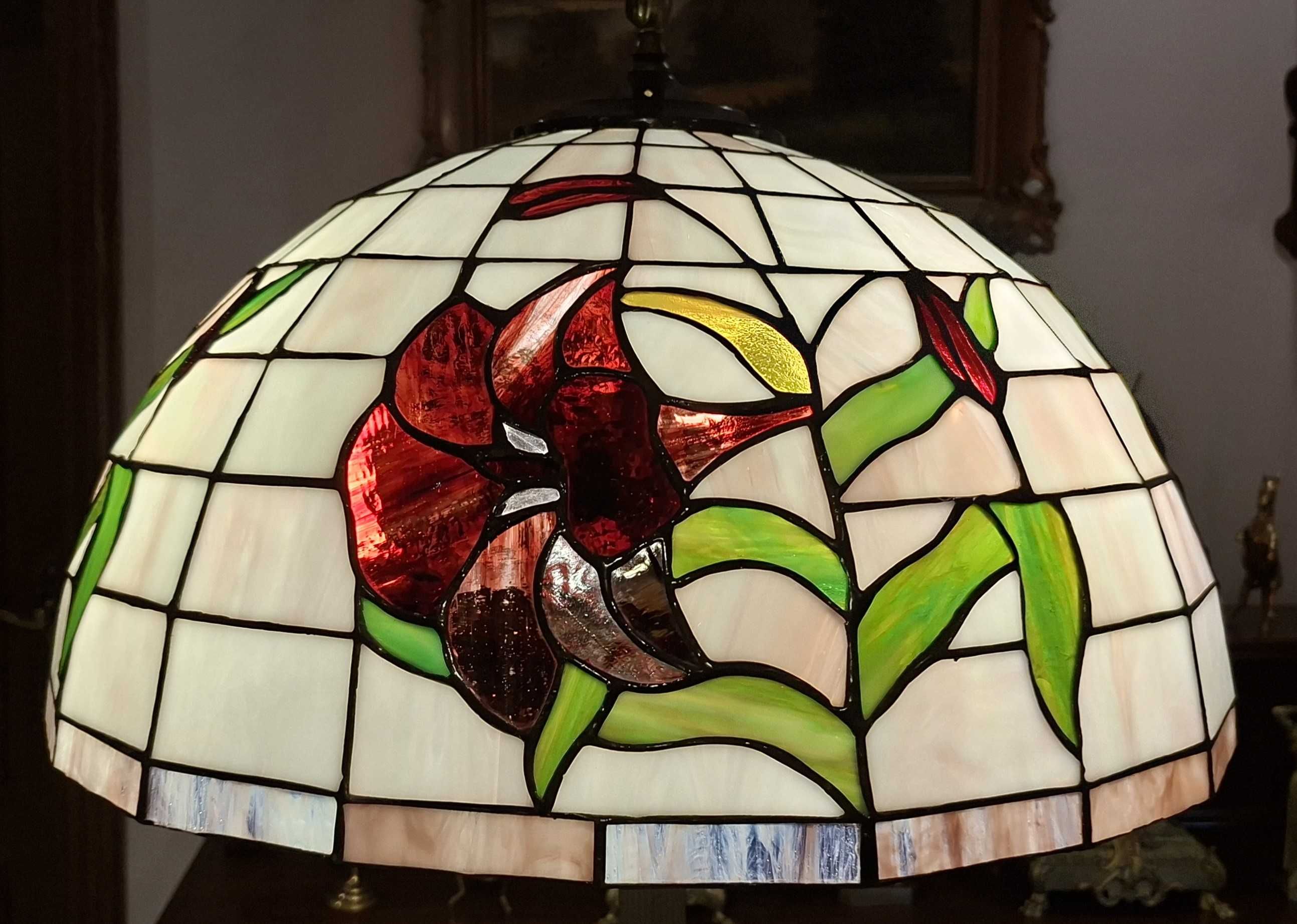 Piękna lampa witrażowa ( Tiffany) wys.165cm,śred.50cm- stan idealny