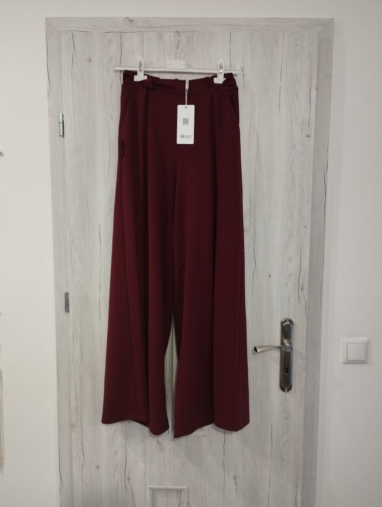Minouu spodnie szerokie bordowe