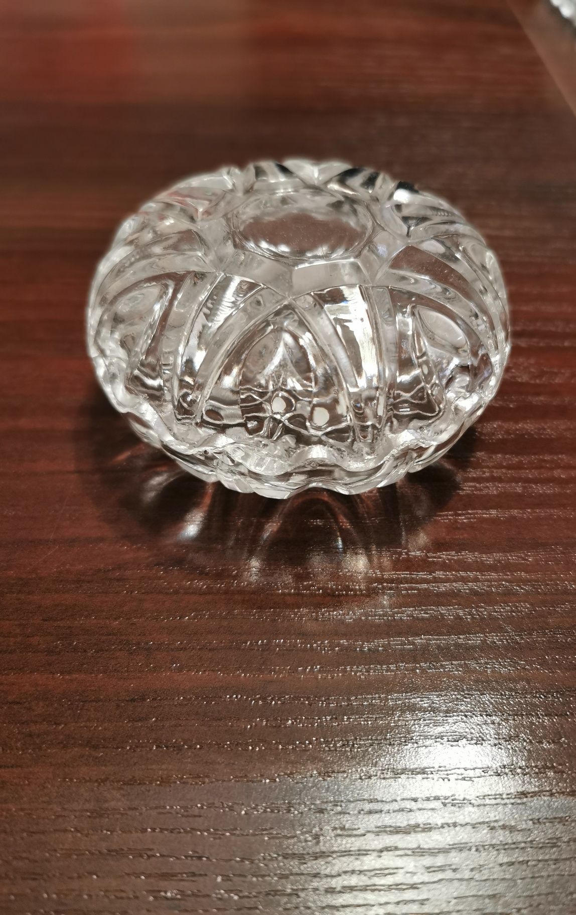Kryształ kryształowy pojemnik okrągły pamiątki PRL Crystal Lucyna