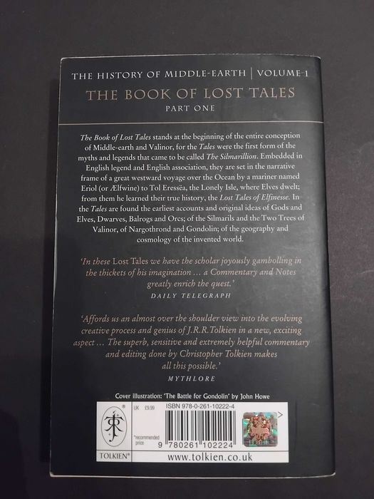 Livro "The Book of Lost Tales" de JRR Tolkien