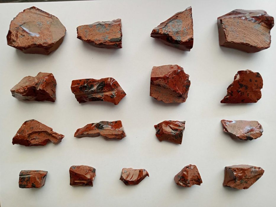 Obsydian mahoniowy Meksyk Sonora zestaw 17 sztuk duże okazy biżuteria