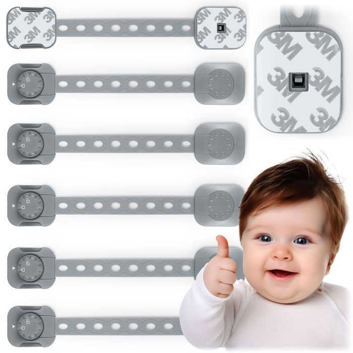 Zabezpieczenie otwierania szafek, szuflad, Ricokids, 6 szt, szary