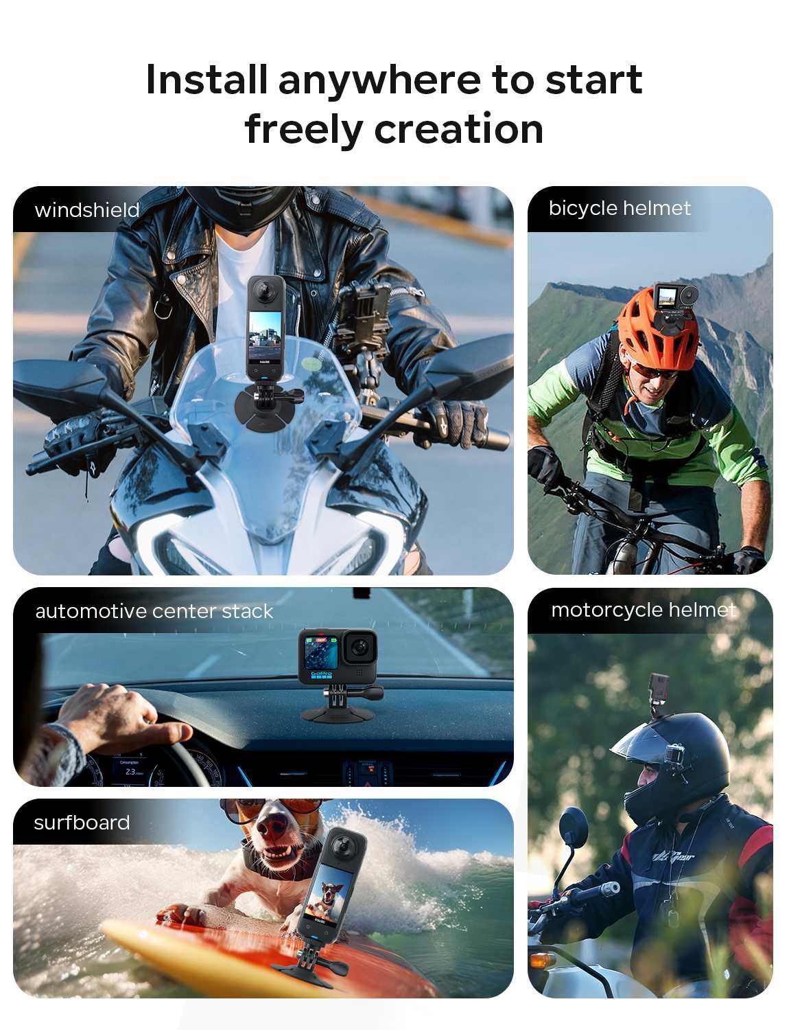 Uchwyt elastyczna podstawa samoprzylepna do kamery Insta360 GoPro