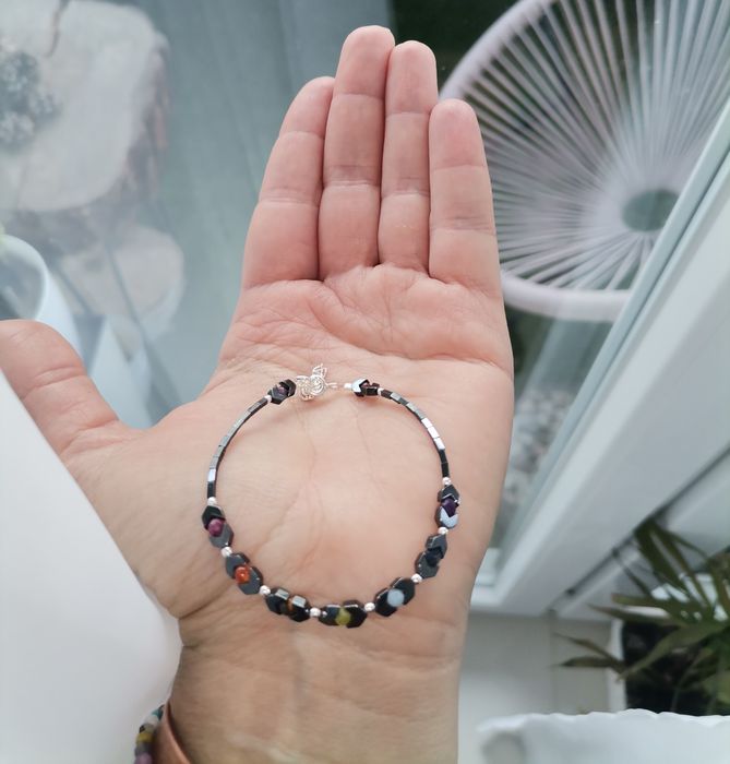 Bransoletka czakry srebro regulacja Nefryt szafir rubin Karneol