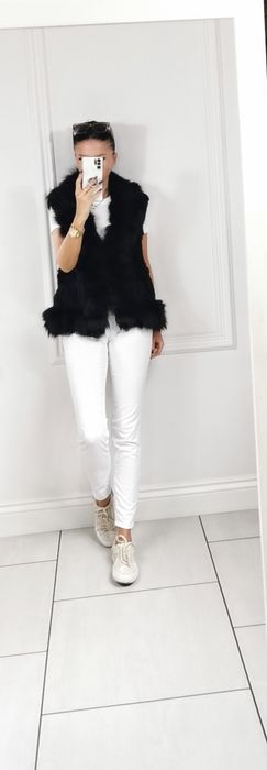 Kamizelka Damska M/L  naturalne futro królik lis