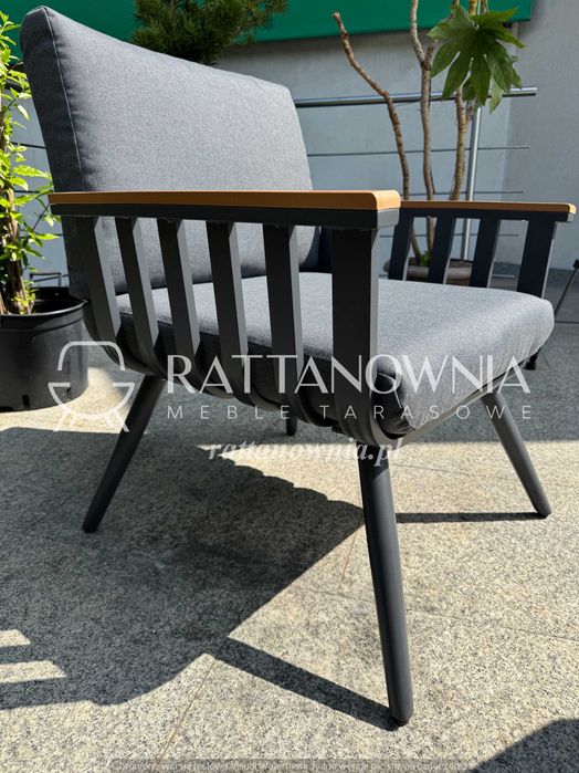 Komplet Mebli Ogrodowych Aluminiowy Zestaw na Taras Antracyt WYPRZEDAŻ