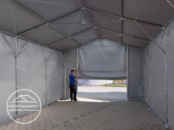 8x10m Namiot magazynowy, przemysłowy, 3,6 m wysokość ścian, PVC szary