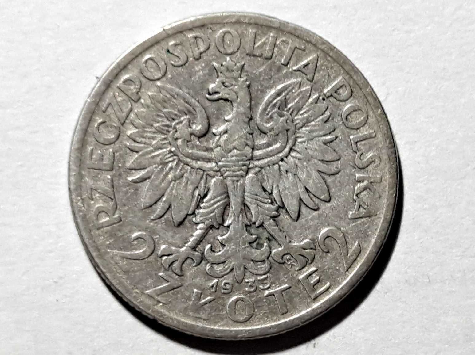 2 złote 1933 r. - II Rzeczpospolita  - Głowa kobiety (Ag750) - ładna