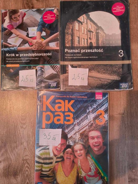 Podręczniki do kl3 - Podstawy przedsiębiorczości, historia, rosyjski