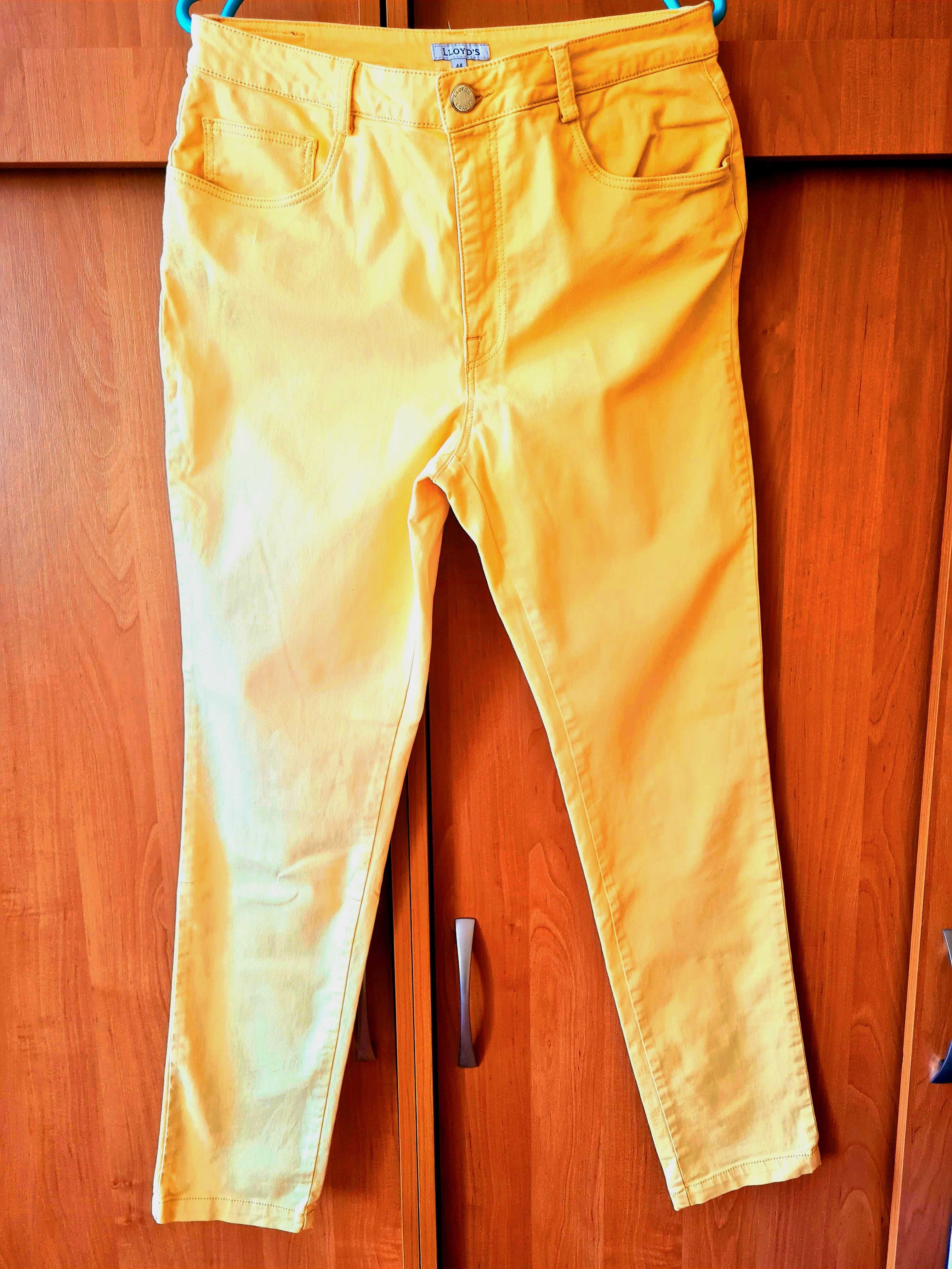 Nowe spodnie w słonecznym kolorze, roz. 44, bawełna 97%, hiszpańskie