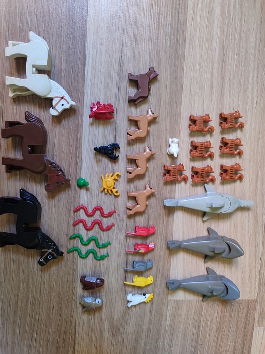 LEGO zwierzęta koty psy konie papugi rekiny sowy skorpion