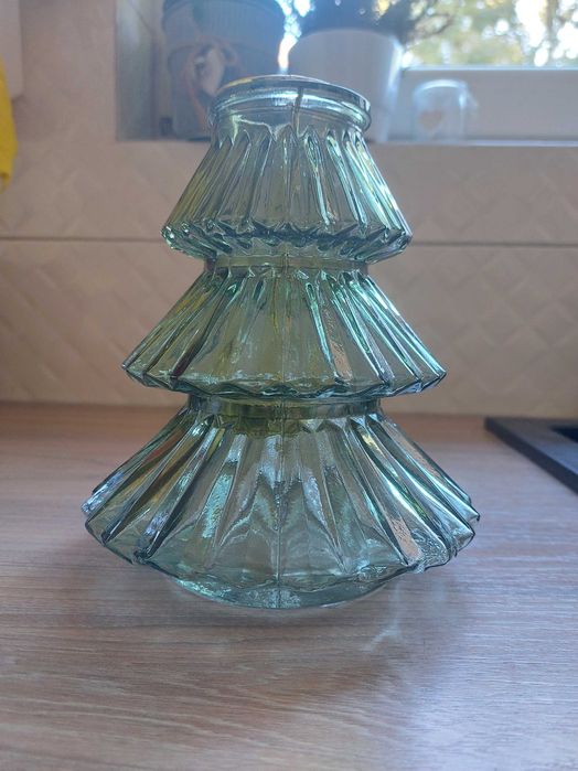 Świecznik na tealight / Wazonik Choinka zielony