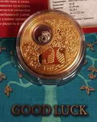 Монета Серебро с Золотом "Слон". Подарок на Счастье,Удачу,Здоровье