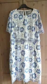 Koronkowa sukienka koktajlowa 46 XXXL Dorothy Perkins Lima niebieska