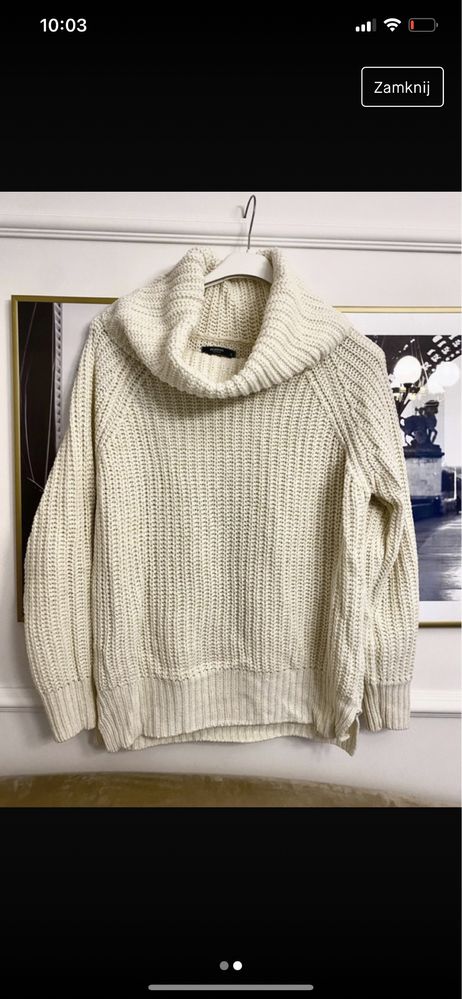 Gruby ciepły sweter oversize reserved S golf ecru