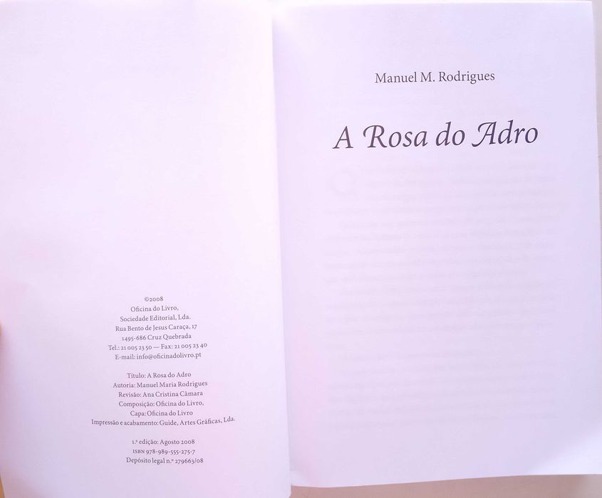 Manuel Maria Rodrigues  - - - A Rosa do Adro - - - - Livro