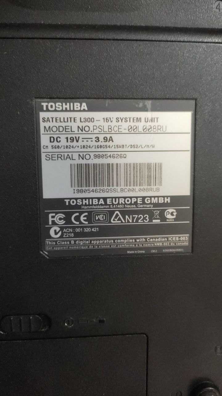 Продам ноутбук Toshiba satellite L300