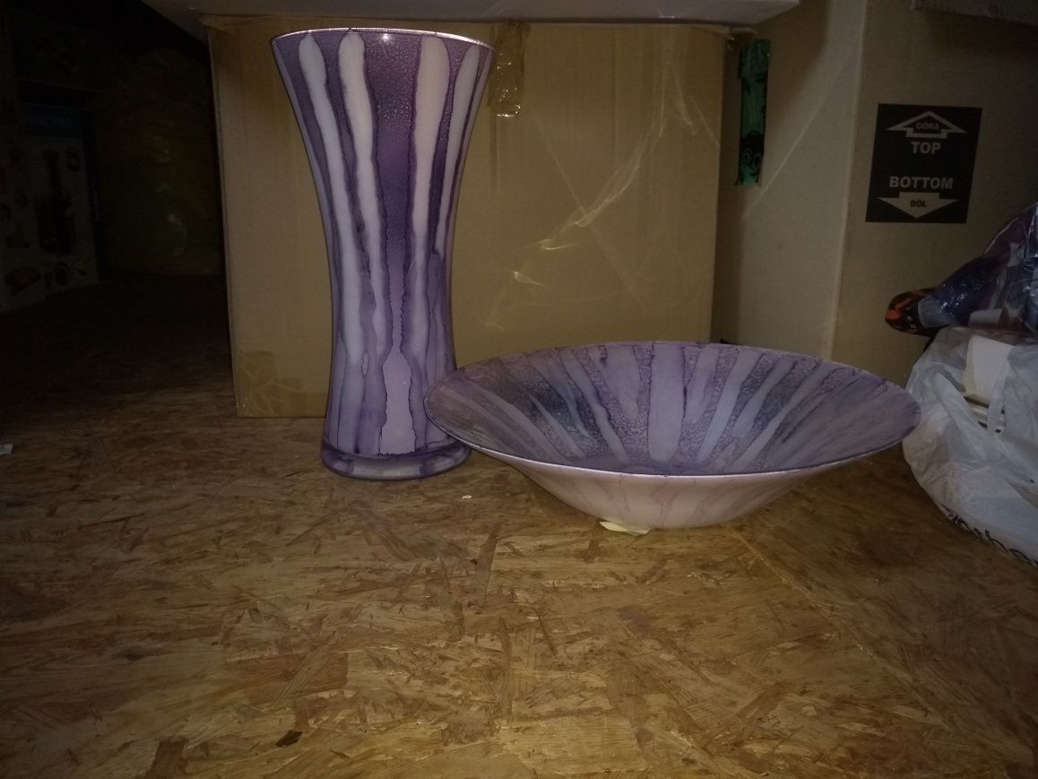 Nowoczesny zestaw duży wazon i patera TK max