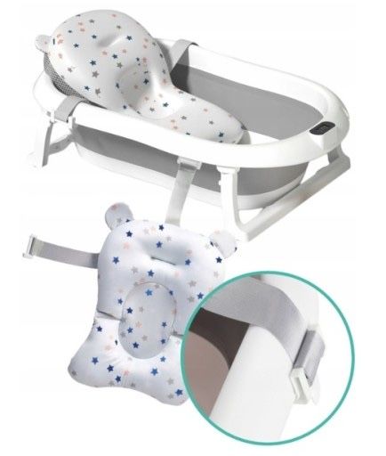 БЕЗ ПЕРЕДОПЛАТ! Дитяча складна ванночка з термометром та подушкою