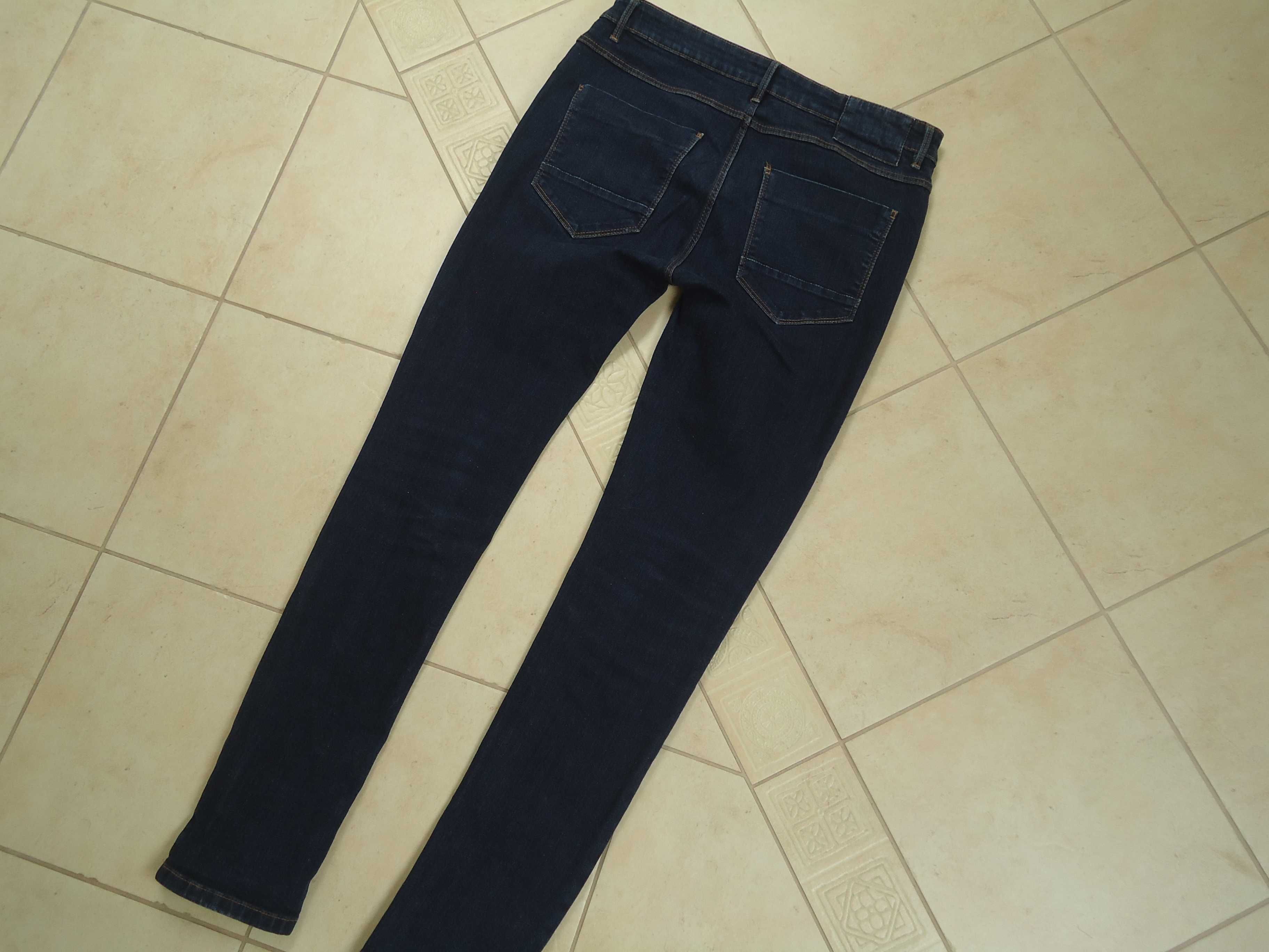 Męskie spodnie jeansy River Island skinny slim granatowe 34 34