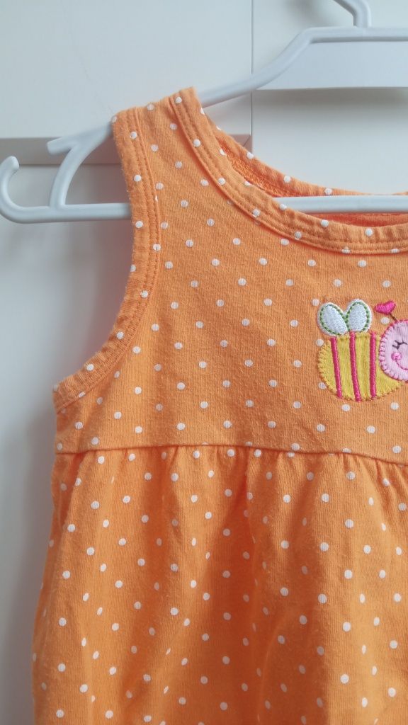 Bawełniane body bez rękawów carter's pszczółka pszczoła kropki kropecz
