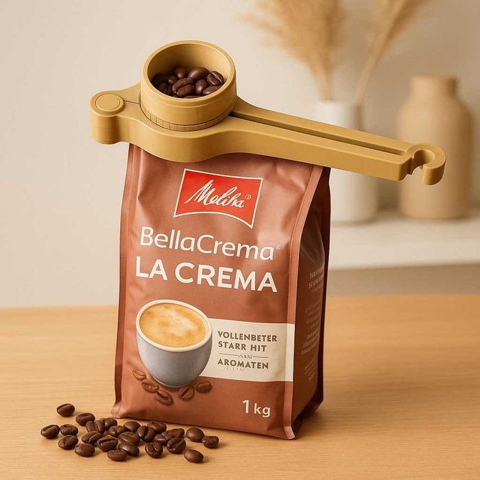 Універсальний дозатор та кліпса для упаковок — для кави, круп, корму