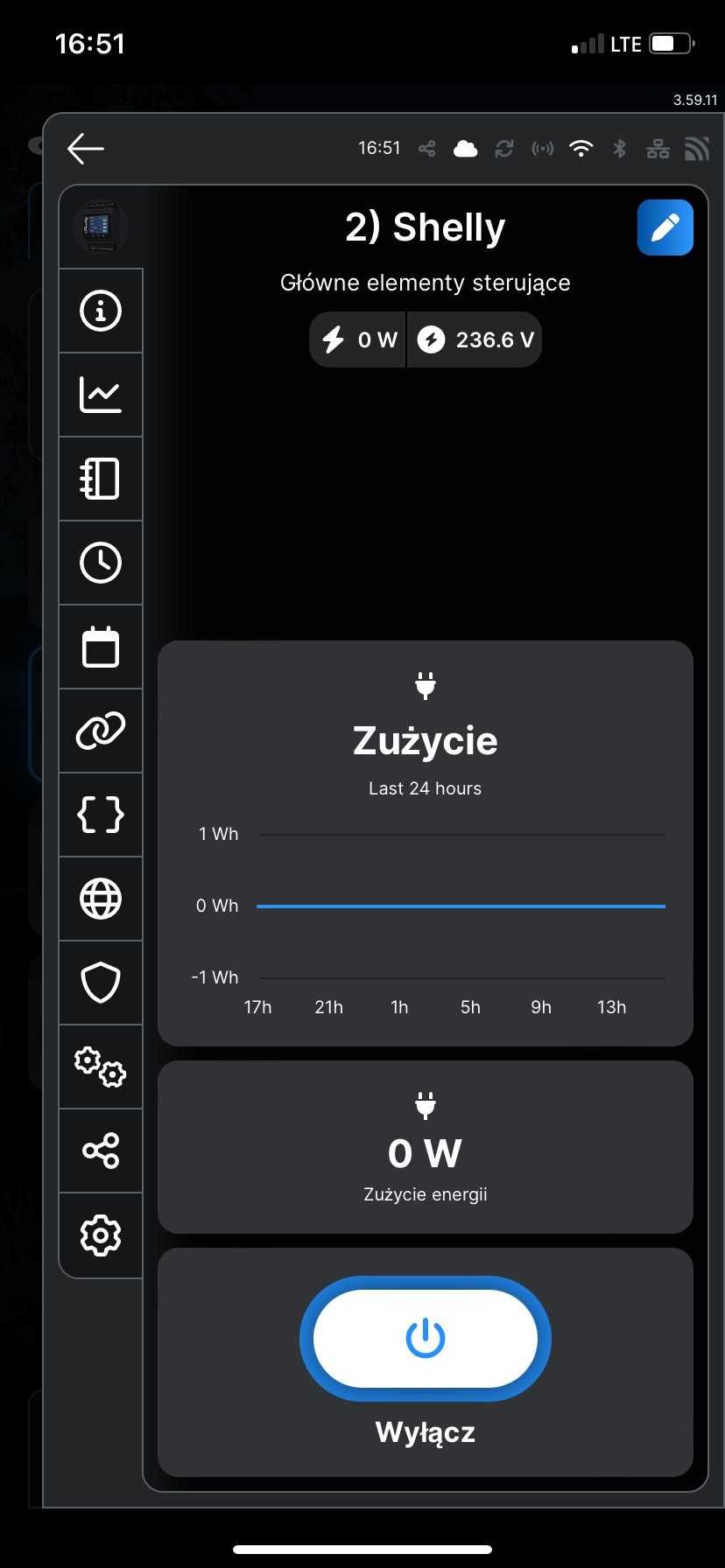 Shelly Pro 4PM v2 4-kanałowy sterownik WiFi 230V wyświetlacz app