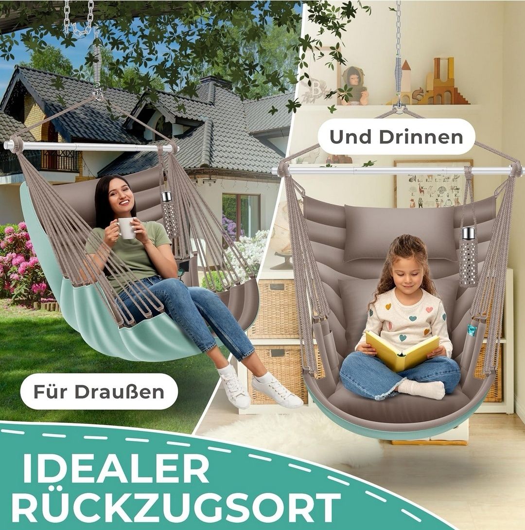 KESSER® Haiti fotel wiszący, nośność 150 kg, krzesło wiszące, obracane