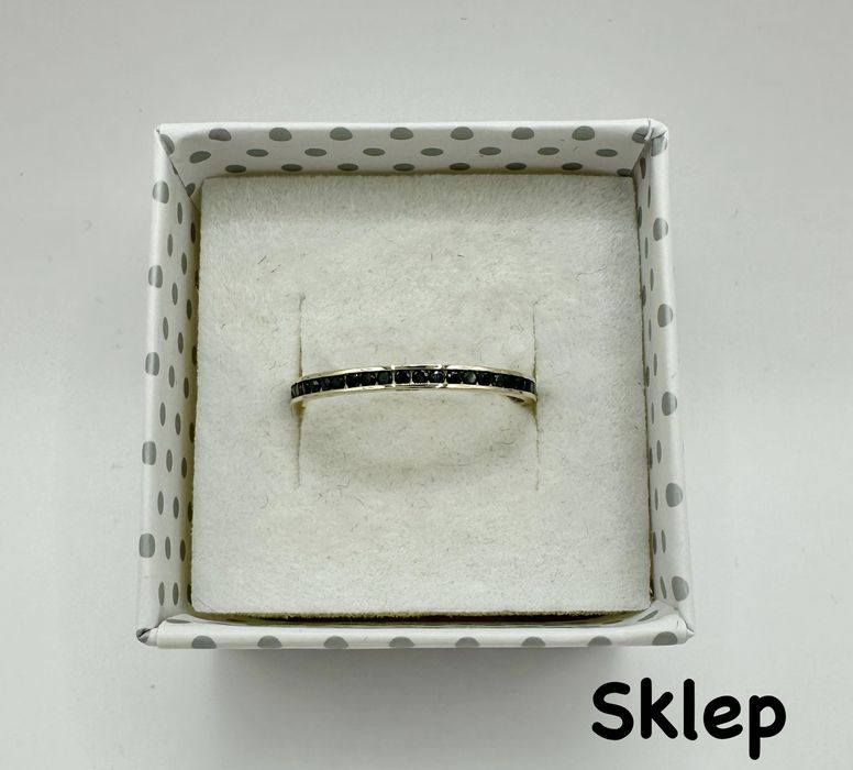 Złoty Pierścionek Obrączka z Czarnymi Cyrkoniami Pr.585 NOWY