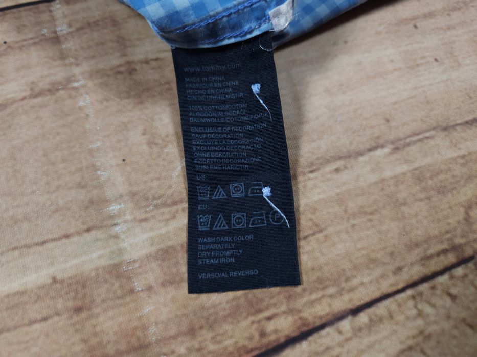 TOMMY HILFIGER Koszula w Kratkę Męska Niebieska Logowana r. L