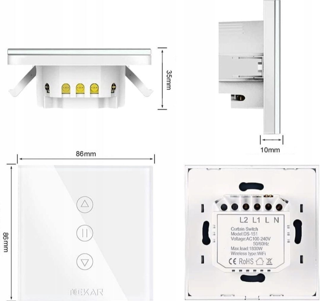 Inteligentny przełącznik do rolet TEEKAR DS-151 WiFi